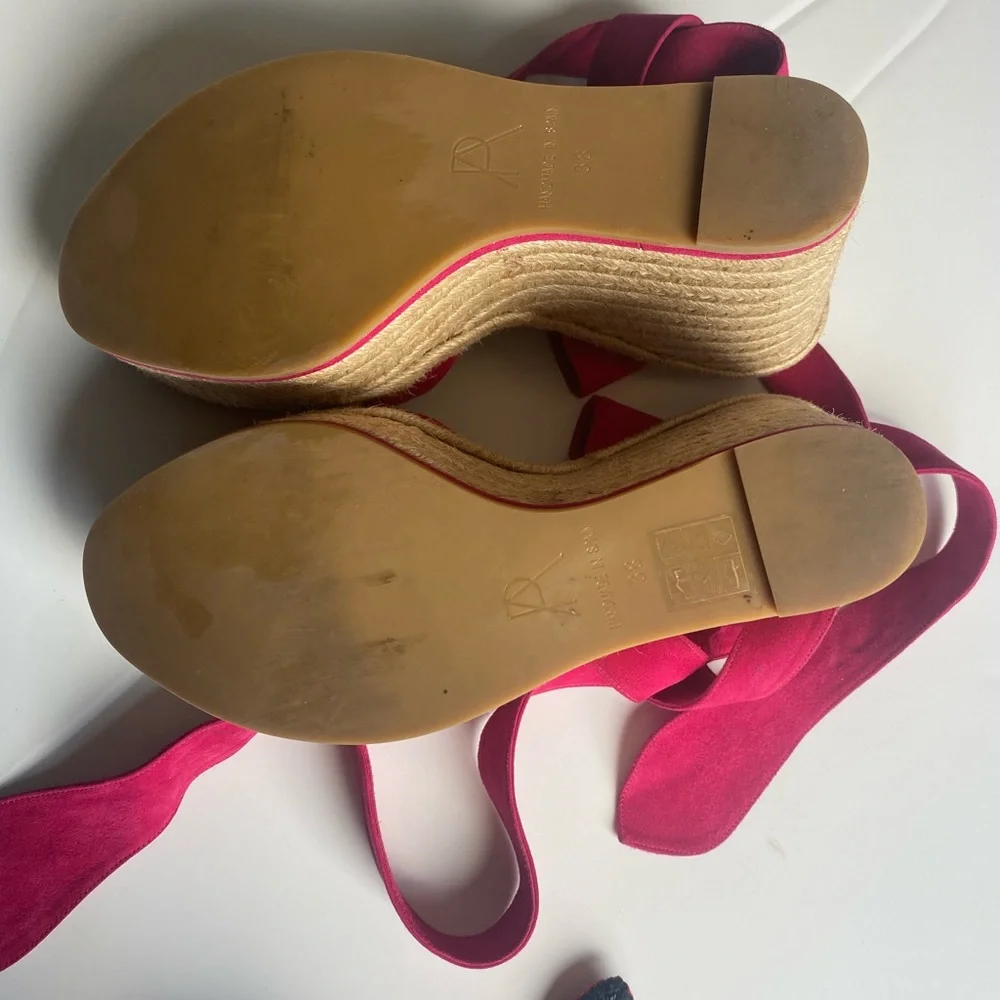Paul Andrew Hot Pink Espadrille Wedge Sandals